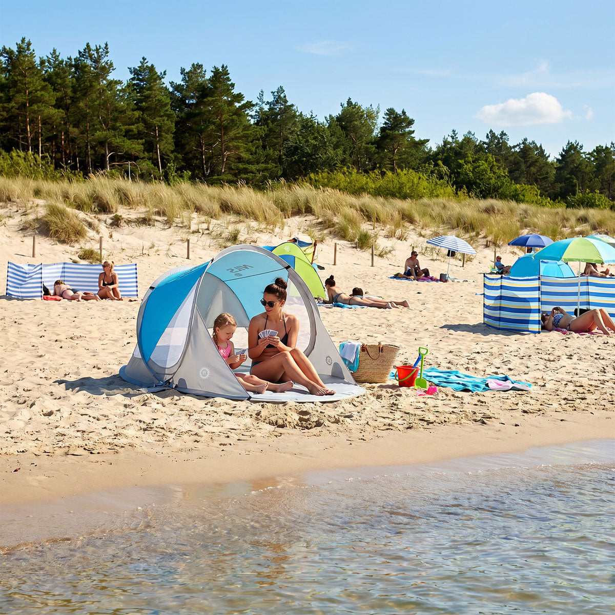 Namiot plażowy samorozkładający z ochroną UV NILS CAMP NC3143 z podłogą