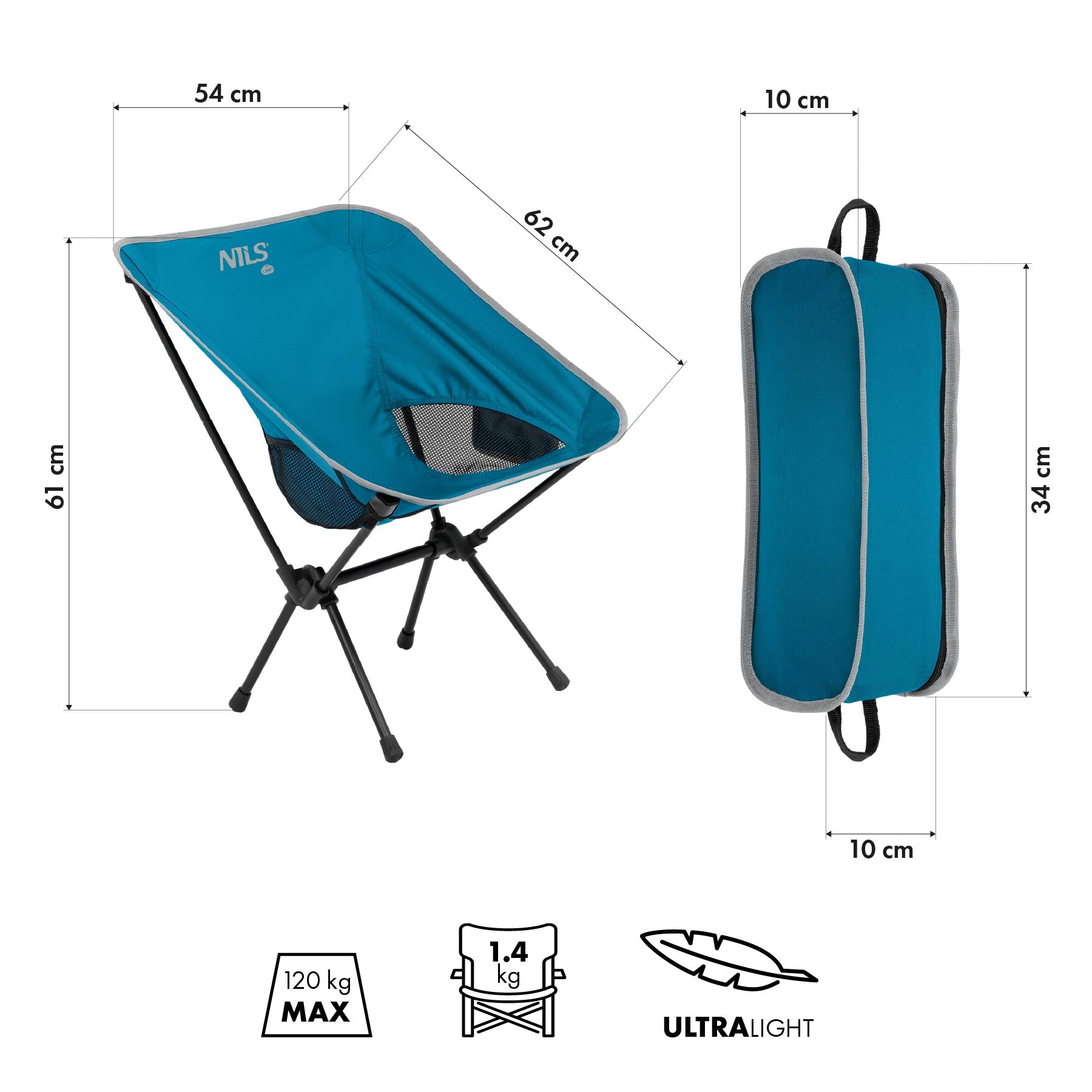 KRZESŁO SKŁADANE ULTRALIGHT ZIELONE NILS CAMP NC3320