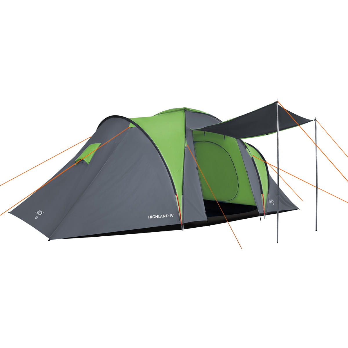 NAMIOT KAMPINGOWY 4-OSOBOWY Z PRZEDSIONKIEM ZIELONY NILS CAMP HIGHLAND IV NC6431