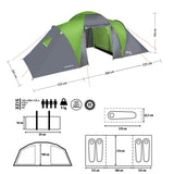 NAMIOT KAMPINGOWY 4-OSOBOWY Z PRZEDSIONKIEM ZIELONY NILS CAMP HIGHLAND IV NC6431
