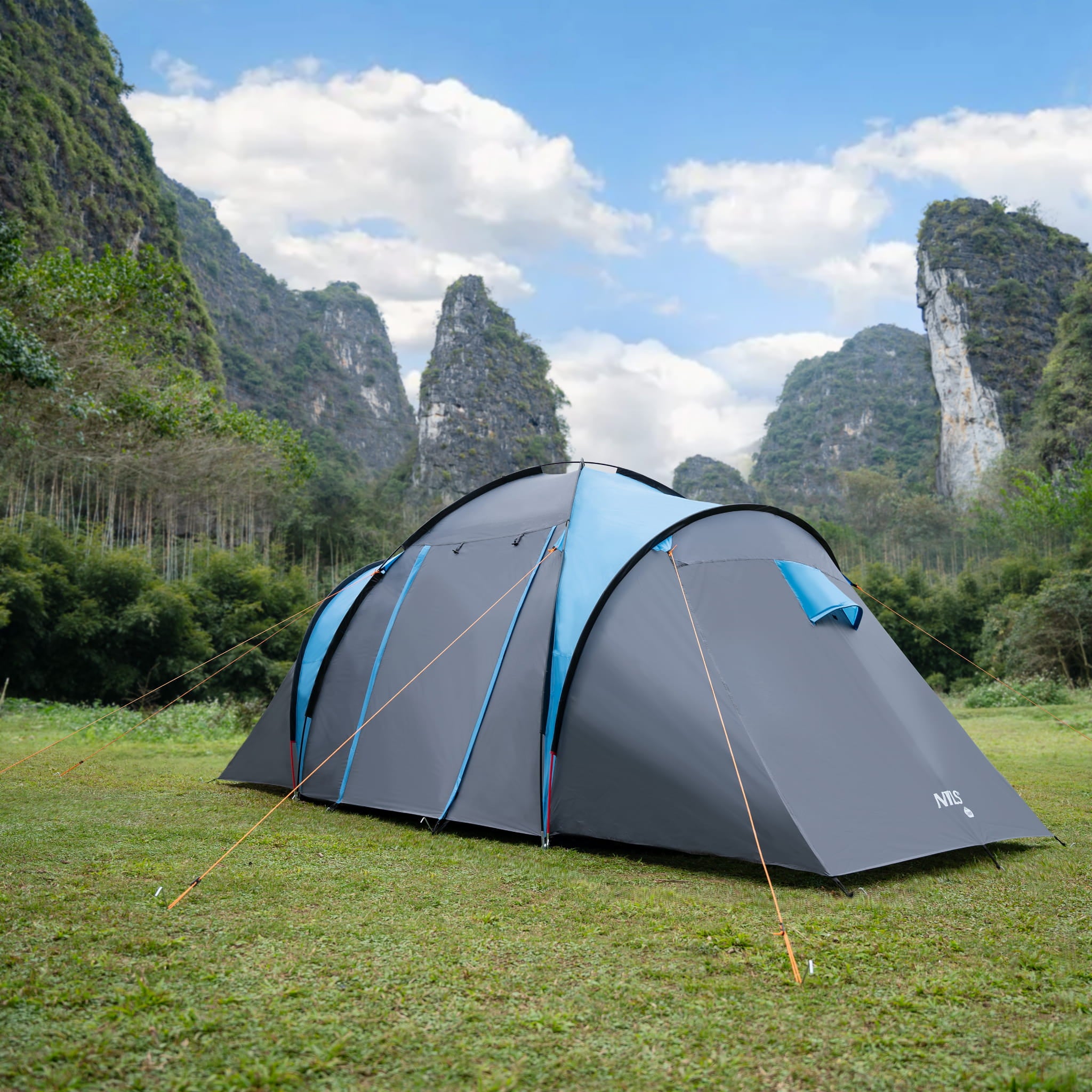 NAMIOT KAMPINGOWY 4-OSOBOWY Z PRZEDSIONKIEM ZIELONY NILS CAMP HIGHLAND IV NC6431