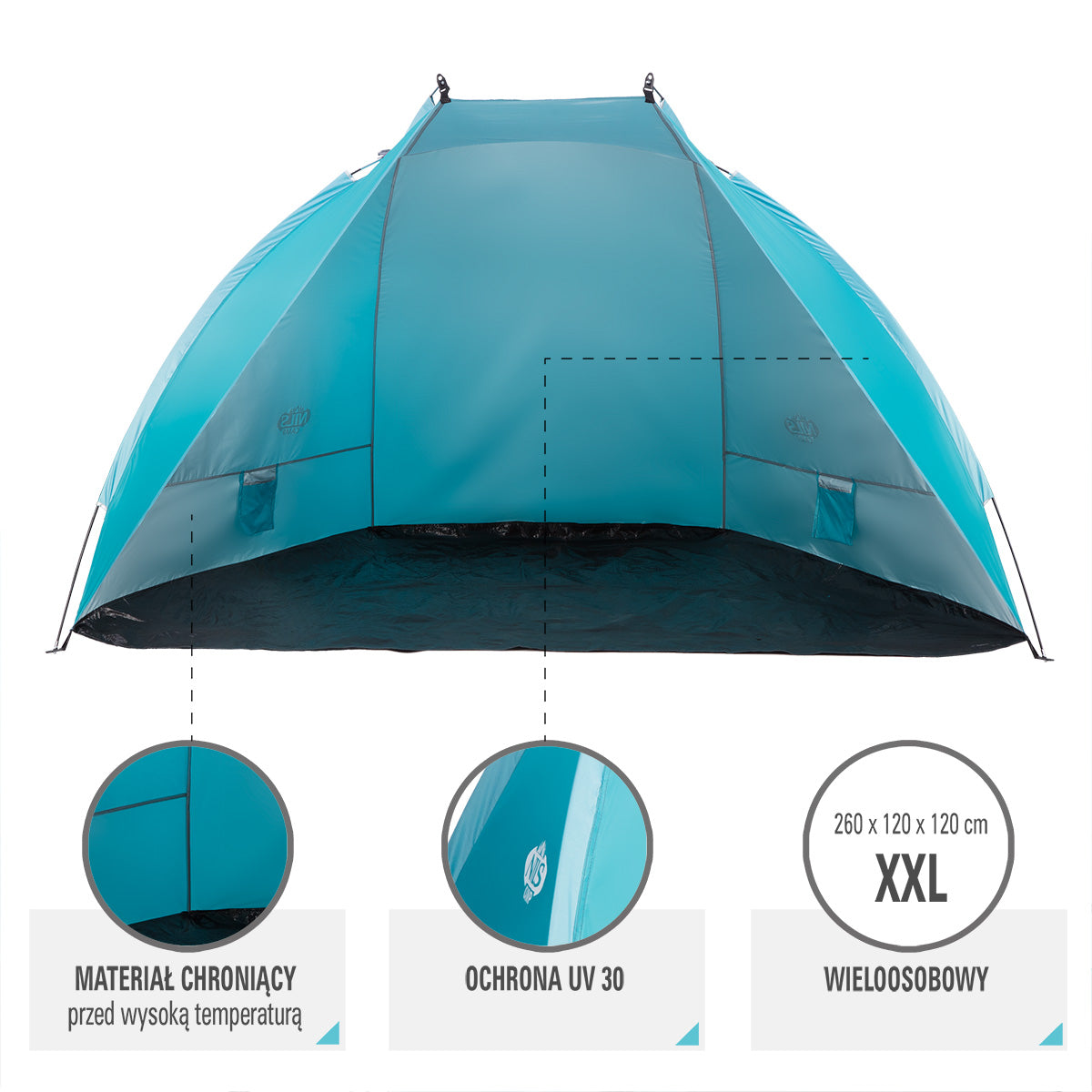 NAMIOT PLAŻOWY SKŁADANY OCHRONA UV 260x120x120 CM NC8030 NILS CAMP
