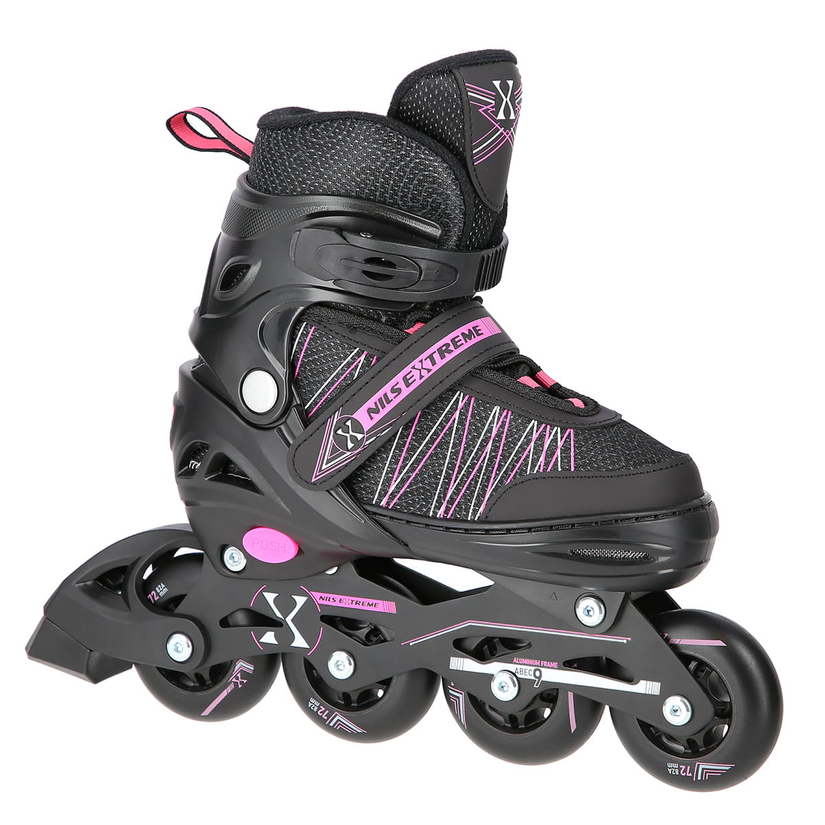 ŁYŻWOROLKI Z WYM. PŁ. HOKEJOWĄ NILS EXTREME NH11912 A 2w1 BLACK/PINK