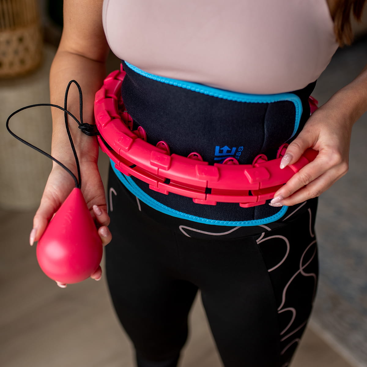 ZESTAW HULA HOP OHA01 RED Z WYPUSTKAMI I OBCIĄŻNIKIEM ONE FITNESS + PAS BR125