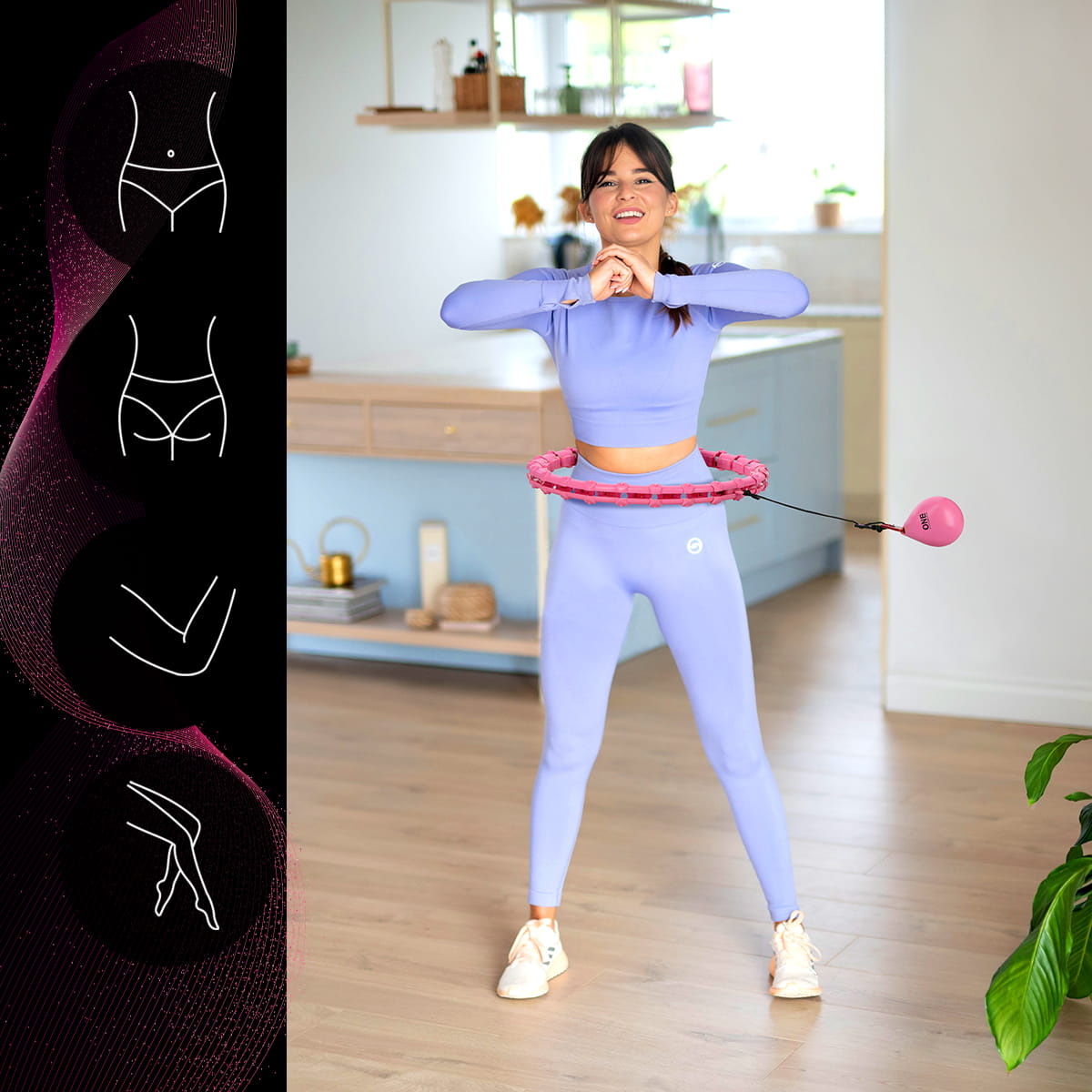 HULA HOP PINK Z WYPUSTKAMI I OBCIĄŻNIKIEM ONE FITNESS OHA02