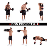 Zestaw treningowy HMS SGN 6w1 hantle, sztanga, kettlebell i podpórki do pompek
