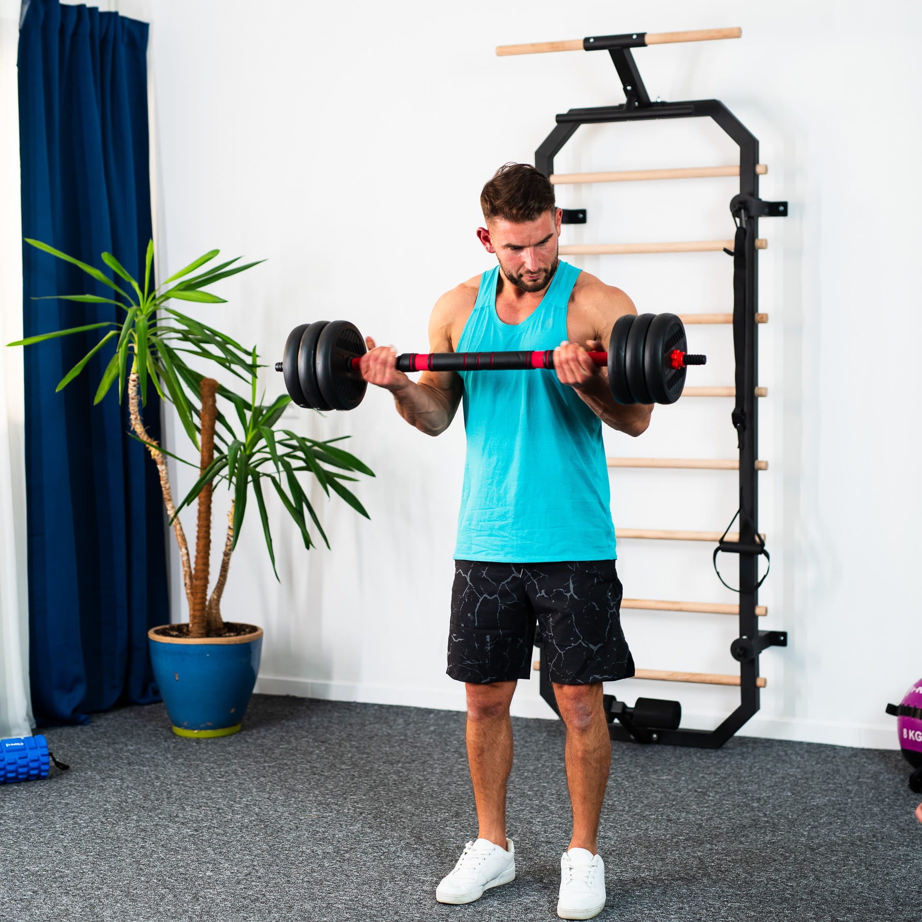 Zestaw treningowy HMS SGN 6w1 hantle, sztanga, kettlebell i podpórki do pompek