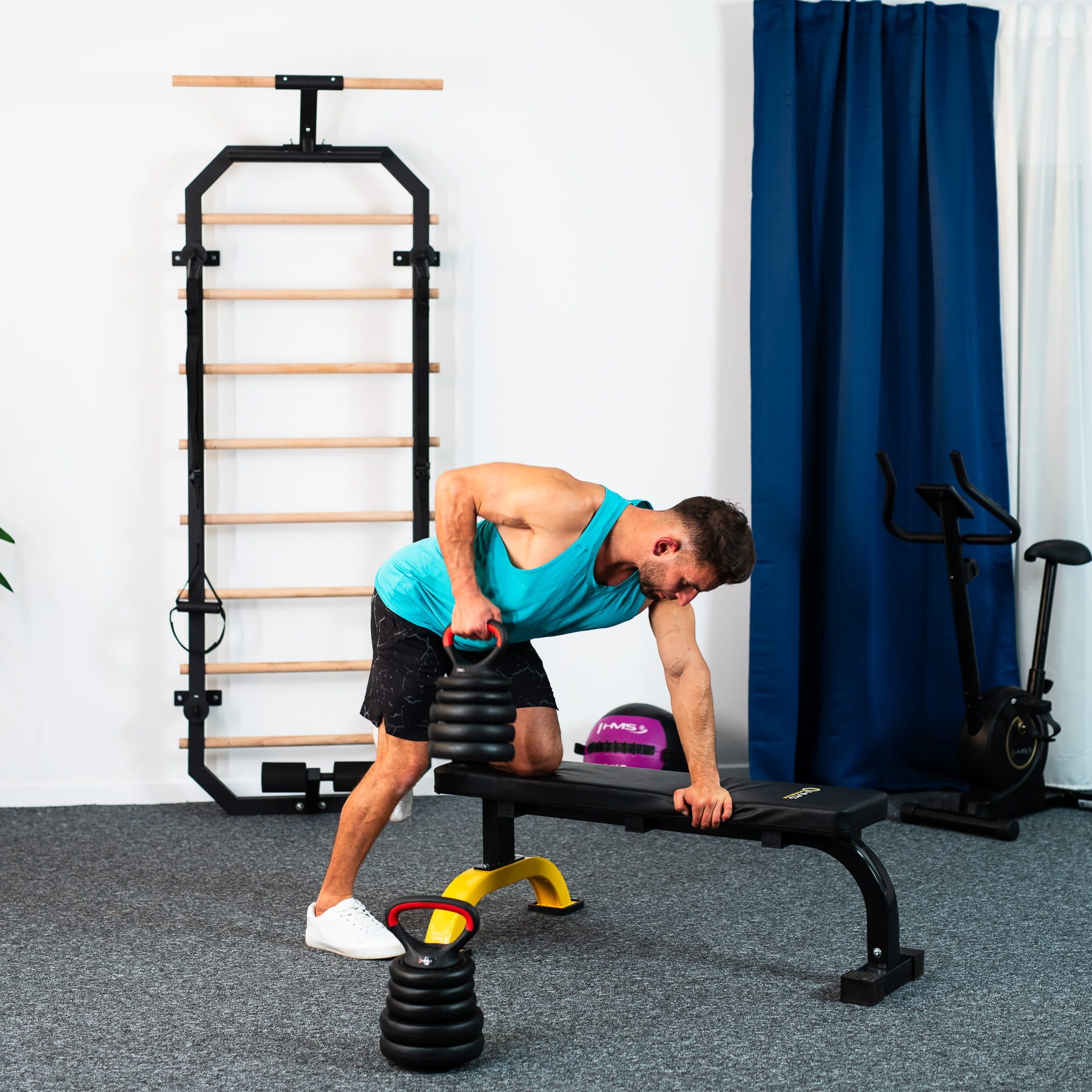 Zestaw treningowy HMS SGN 6w1 hantle, sztanga, kettlebell i podpórki do pompek