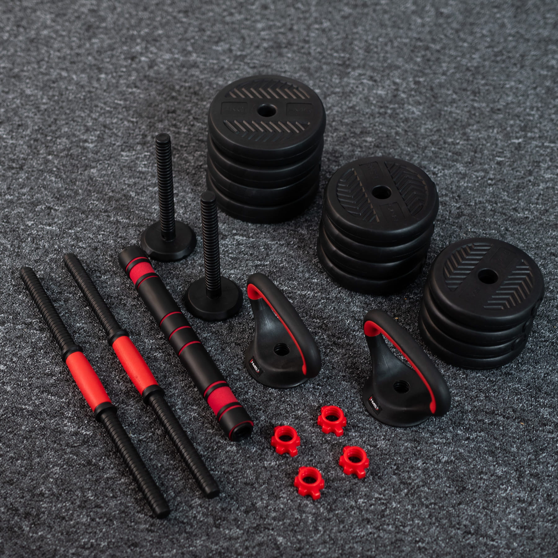 Zestaw treningowy HMS SGN 6w1 hantle, sztanga, kettlebell i podpórki do pompek
