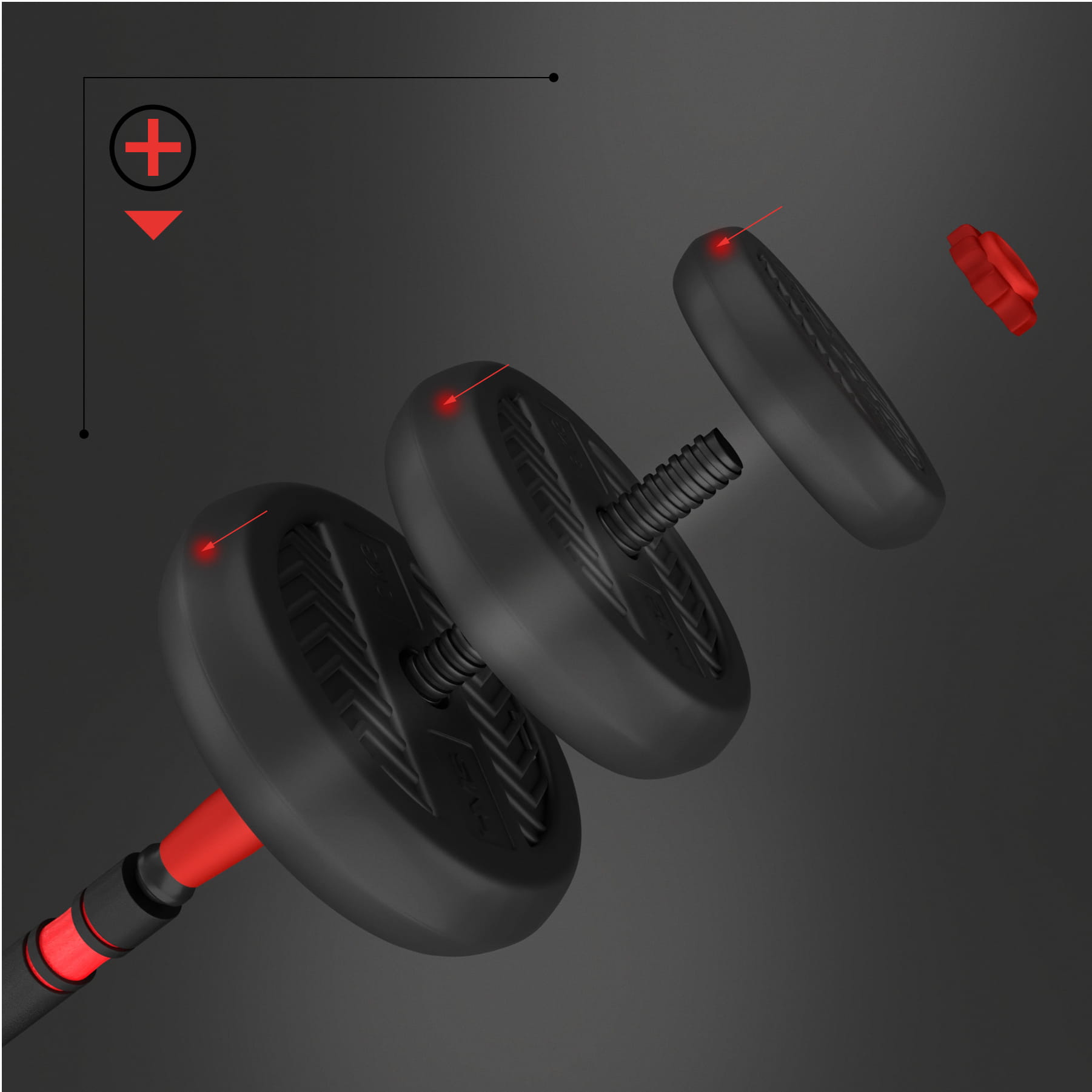 Zestaw treningowy HMS SGN 6w1 hantle, sztanga, kettlebell i podpórki do pompek