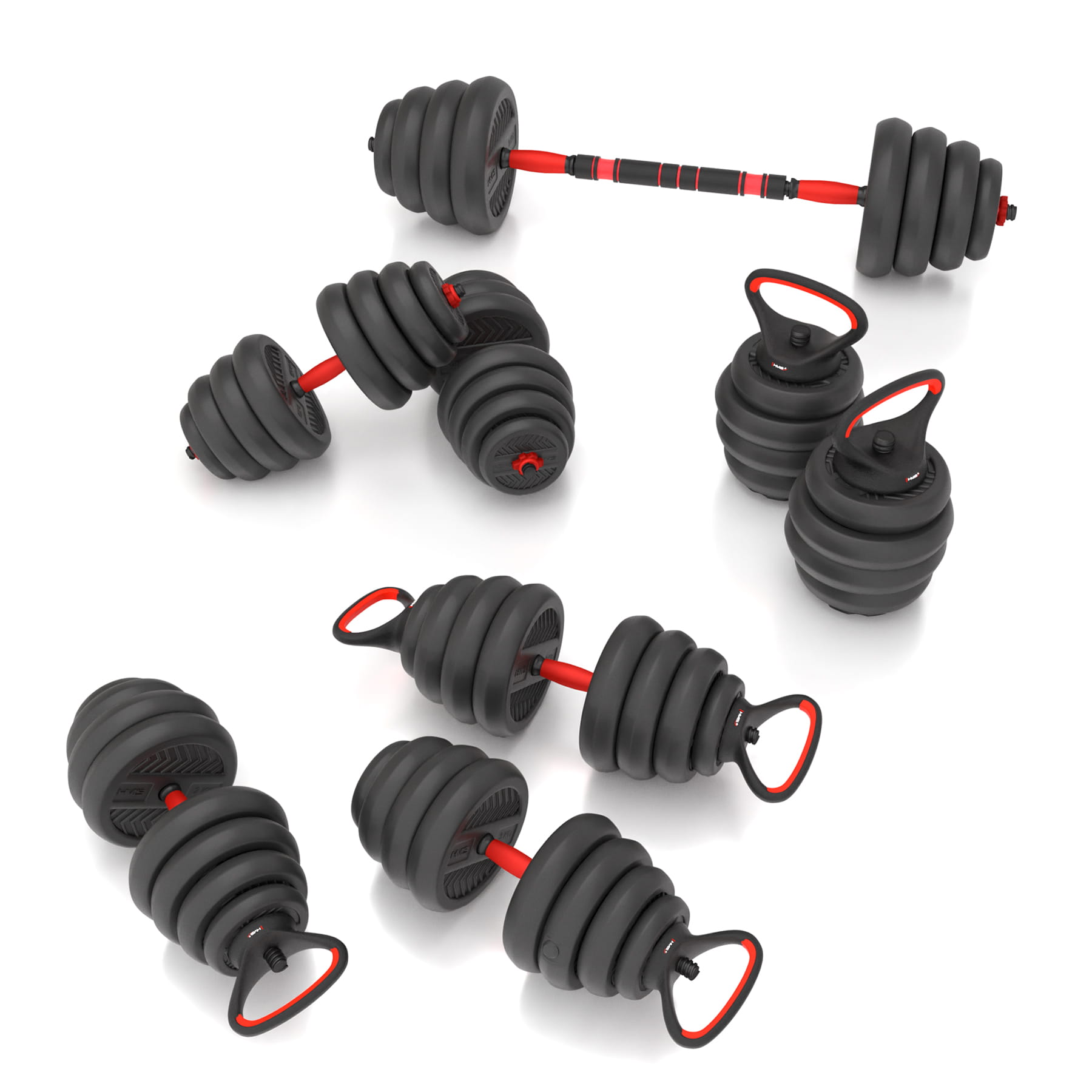 Zestaw treningowy HMS SGN 6w1 hantle, sztanga, kettlebell i podpórki do pompek