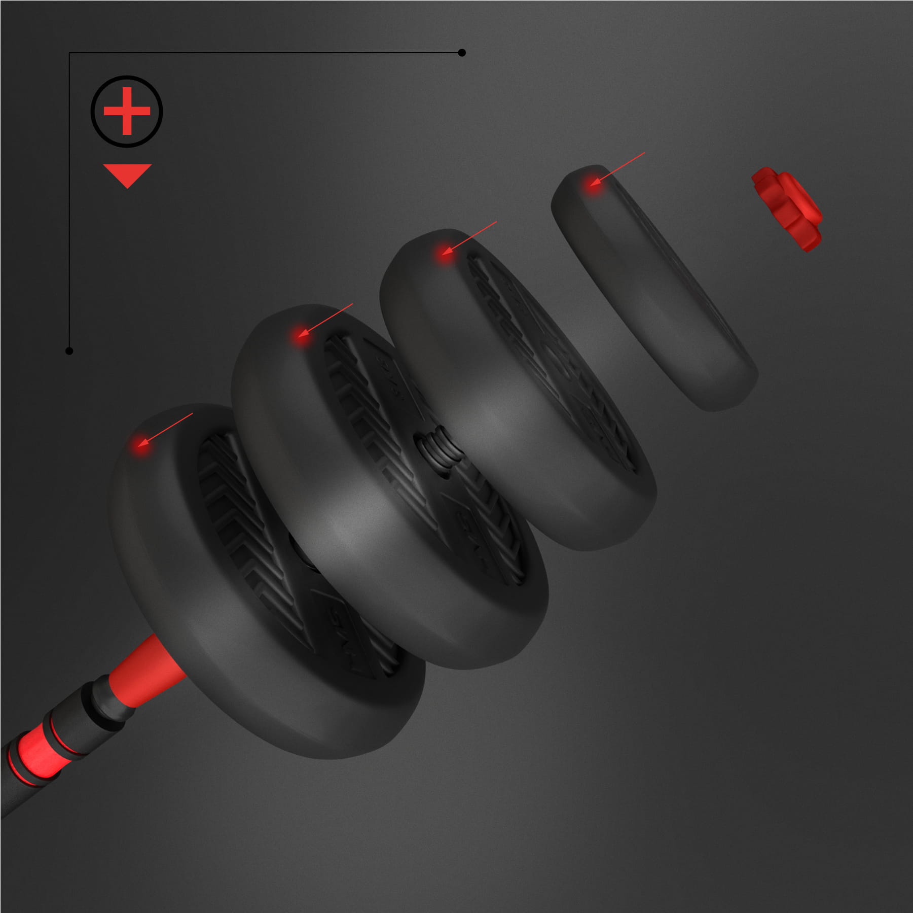 Zestaw treningowy HMS SGN 6w1 hantle, sztanga, kettlebell i podpórki do pompek