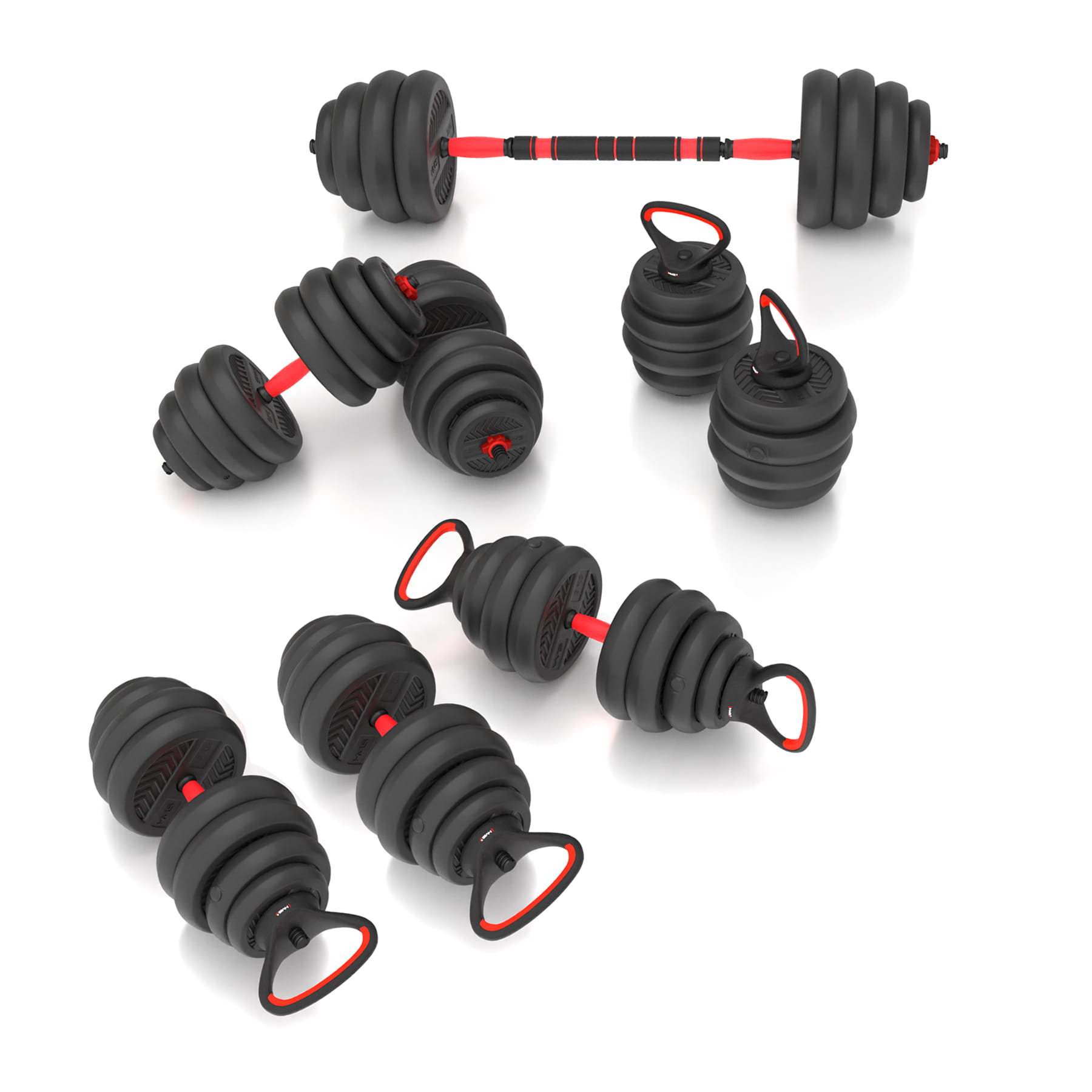 Zestaw treningowy HMS SGN 6w1 hantle, sztanga, kettlebell i podpórki do pompek