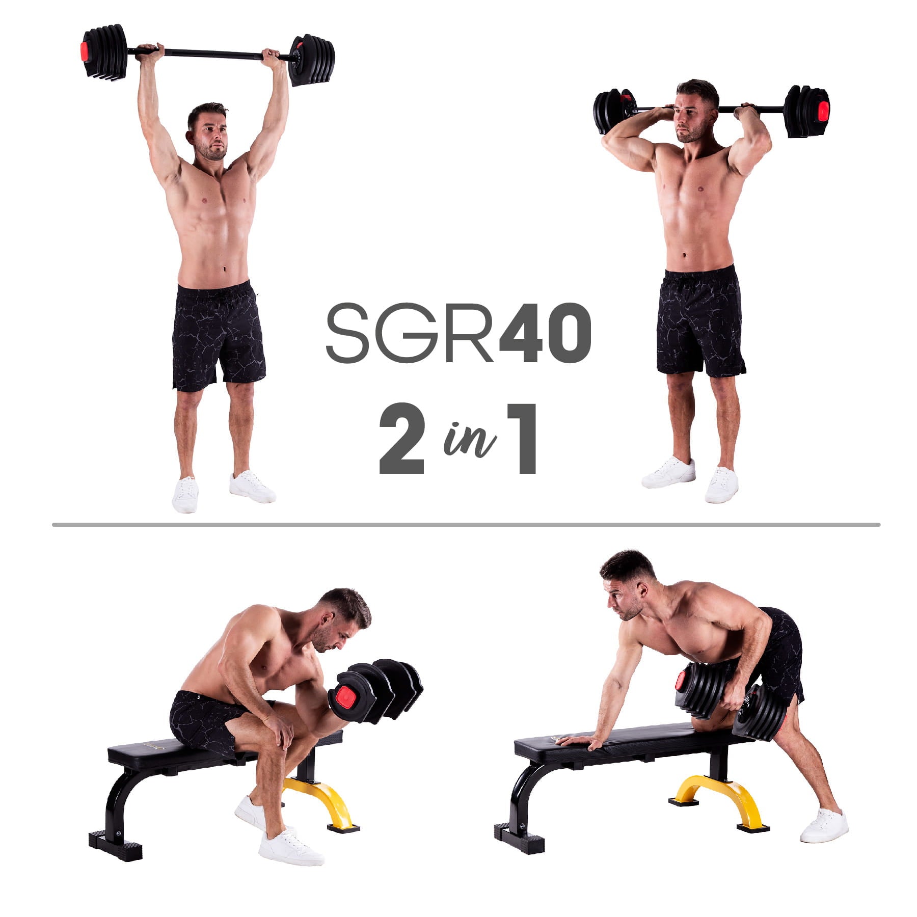 ZESTAW REGULOWANYCH HANLTLI 2w1 HANTLE I SZTANGA 40KG HMS SGR40 PRO