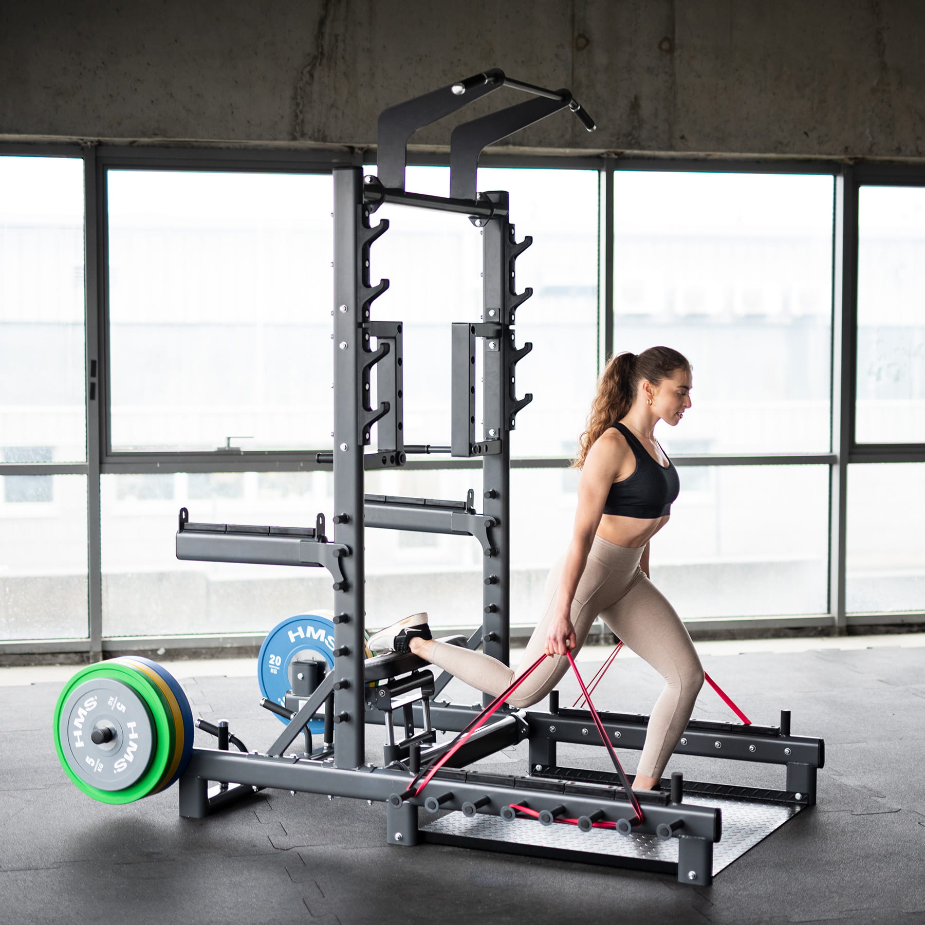 STOJAK MULTIFUNKCYJNY Z PLATFORMĄ DO PODNOSZENIA CIĘŻARÓW I HIP THRUST COMMERCIAL HMSSMP01