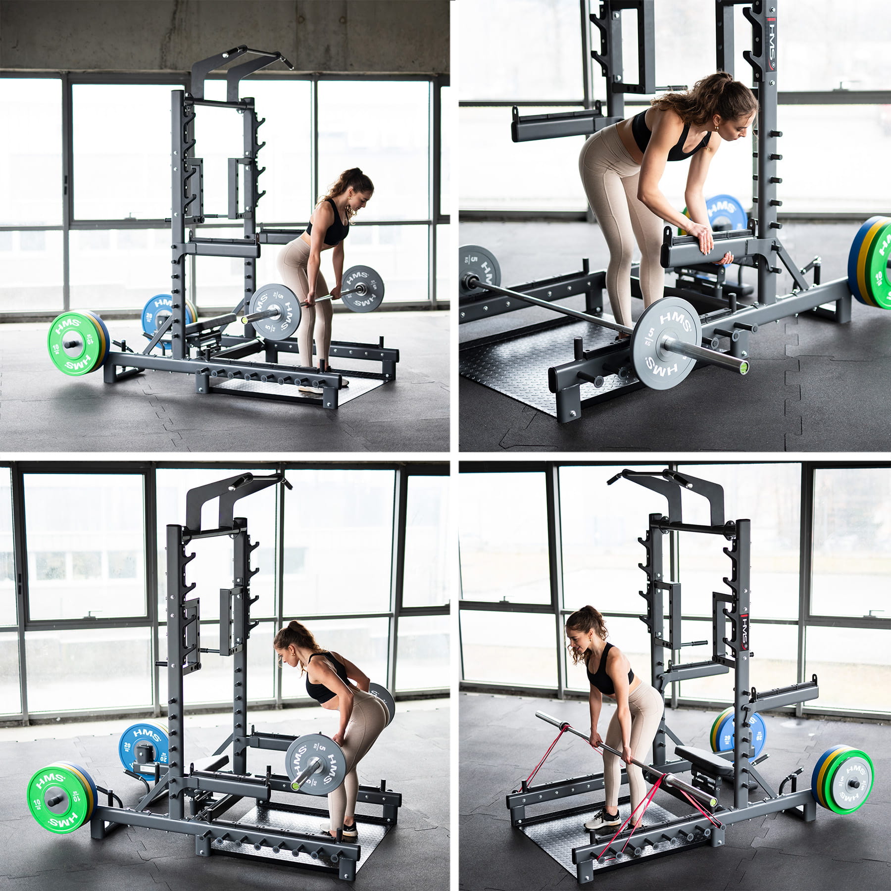 STOJAK MULTIFUNKCYJNY Z PLATFORMĄ DO PODNOSZENIA CIĘŻARÓW I HIP THRUST COMMERCIAL HMSSMP01