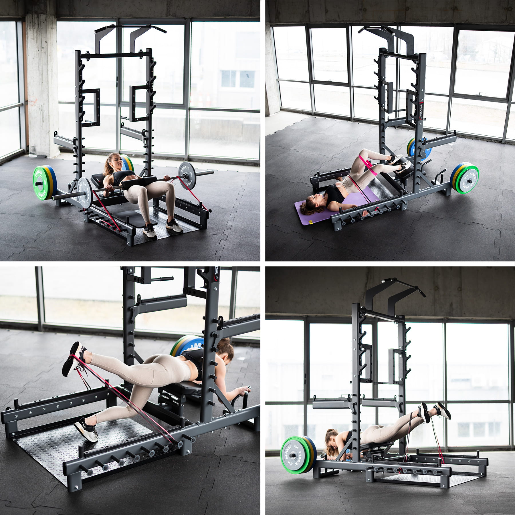 STOJAK MULTIFUNKCYJNY Z PLATFORMĄ DO PODNOSZENIA CIĘŻARÓW I HIP THRUST COMMERCIAL HMSSMP01