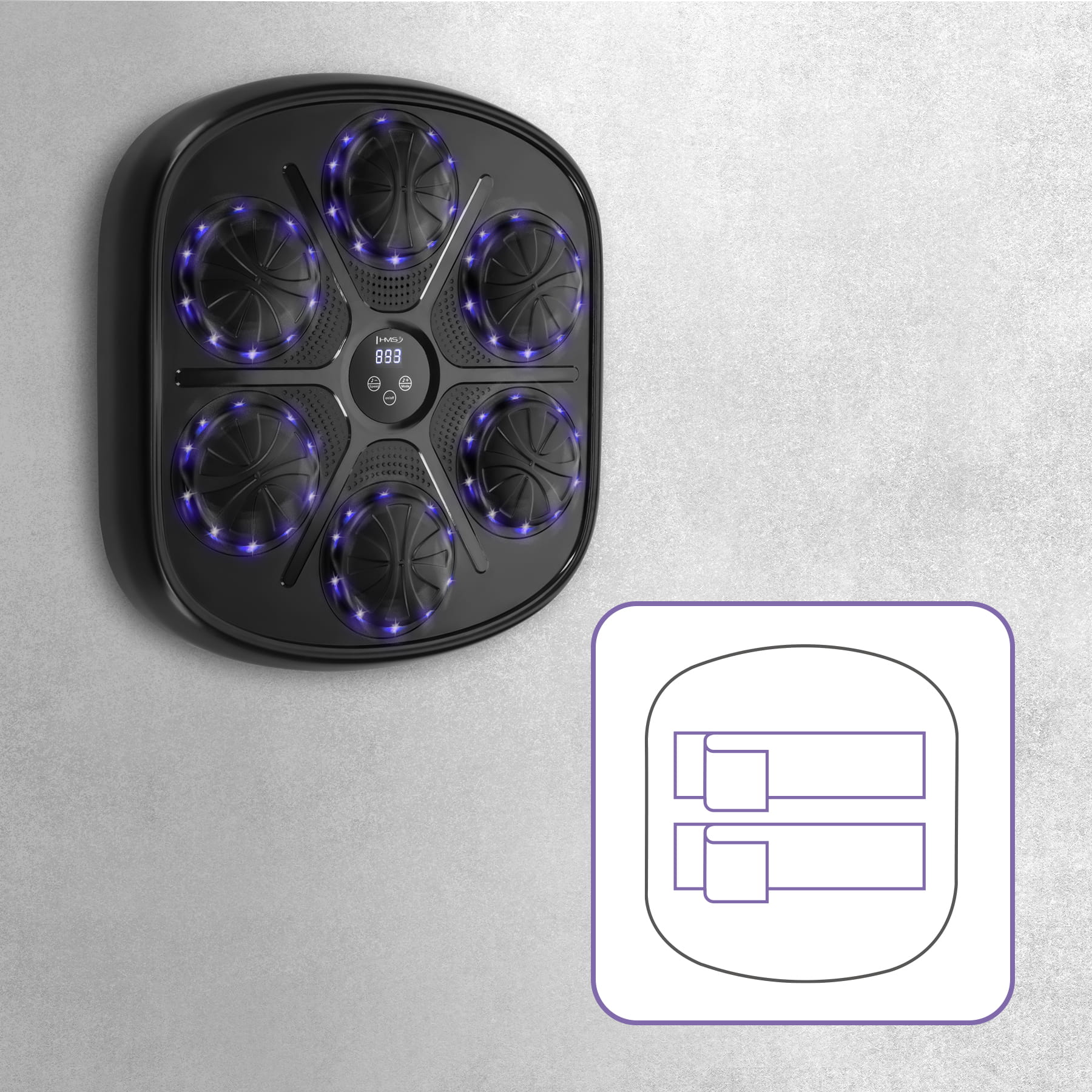 TARCZA BOKSERSKA LED BLUETOOTH Z MUZYKĄ HMS TB03 + RĘKAWICE