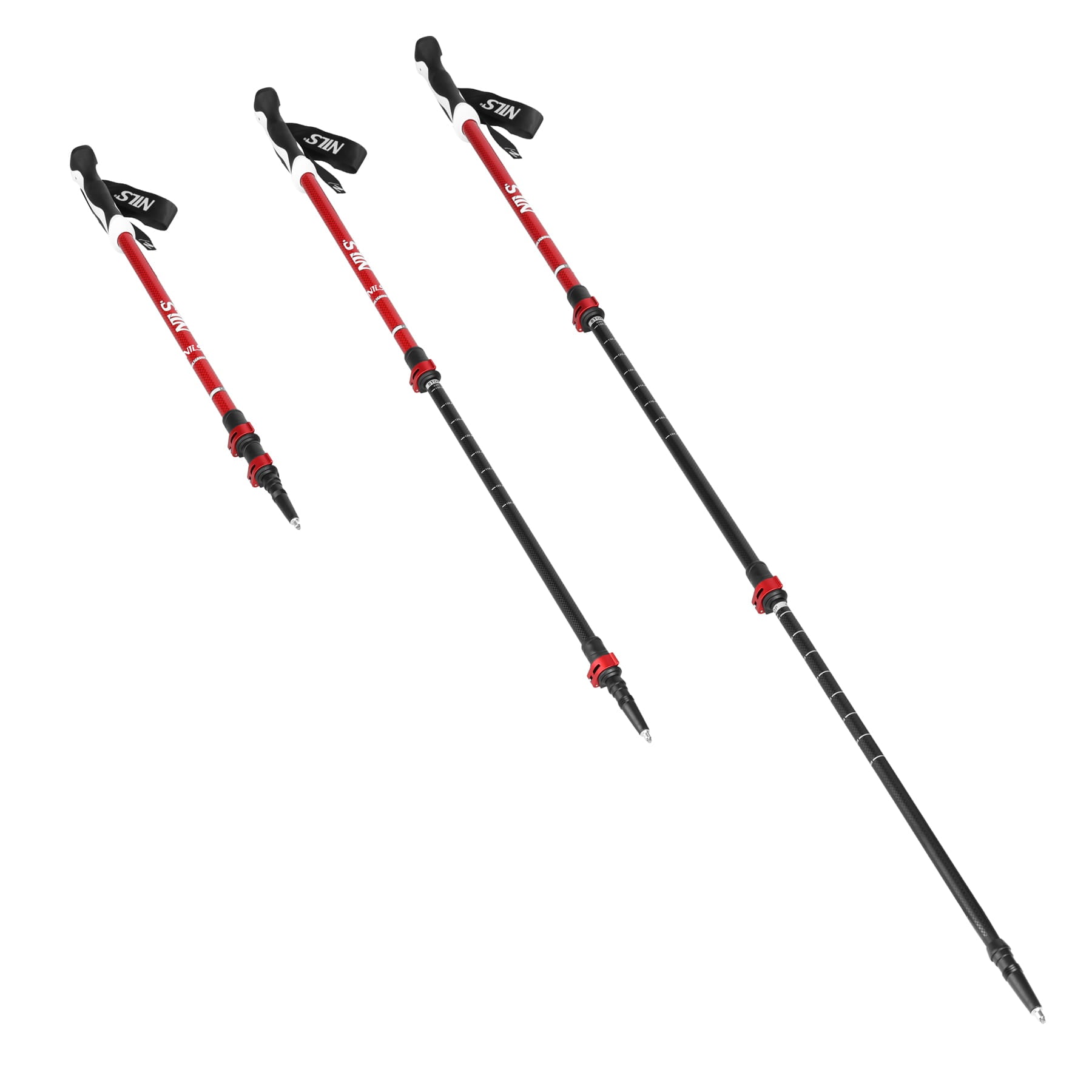 KIJE TREKKINGOWE RED NOWOCZESNY UCHWYT ALUMINIUM TRÓJSEKCYJNE NILS TK8601