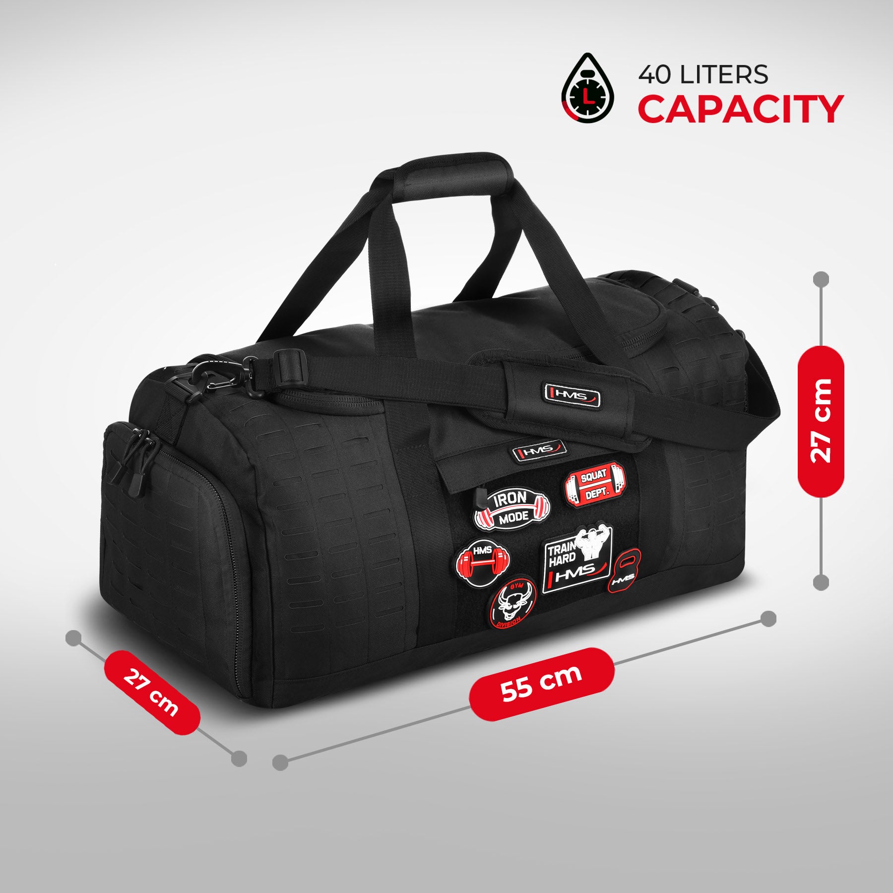 TORBA NA SIŁOWNIE MILITARNA CZARNA 40L HMS TNS01