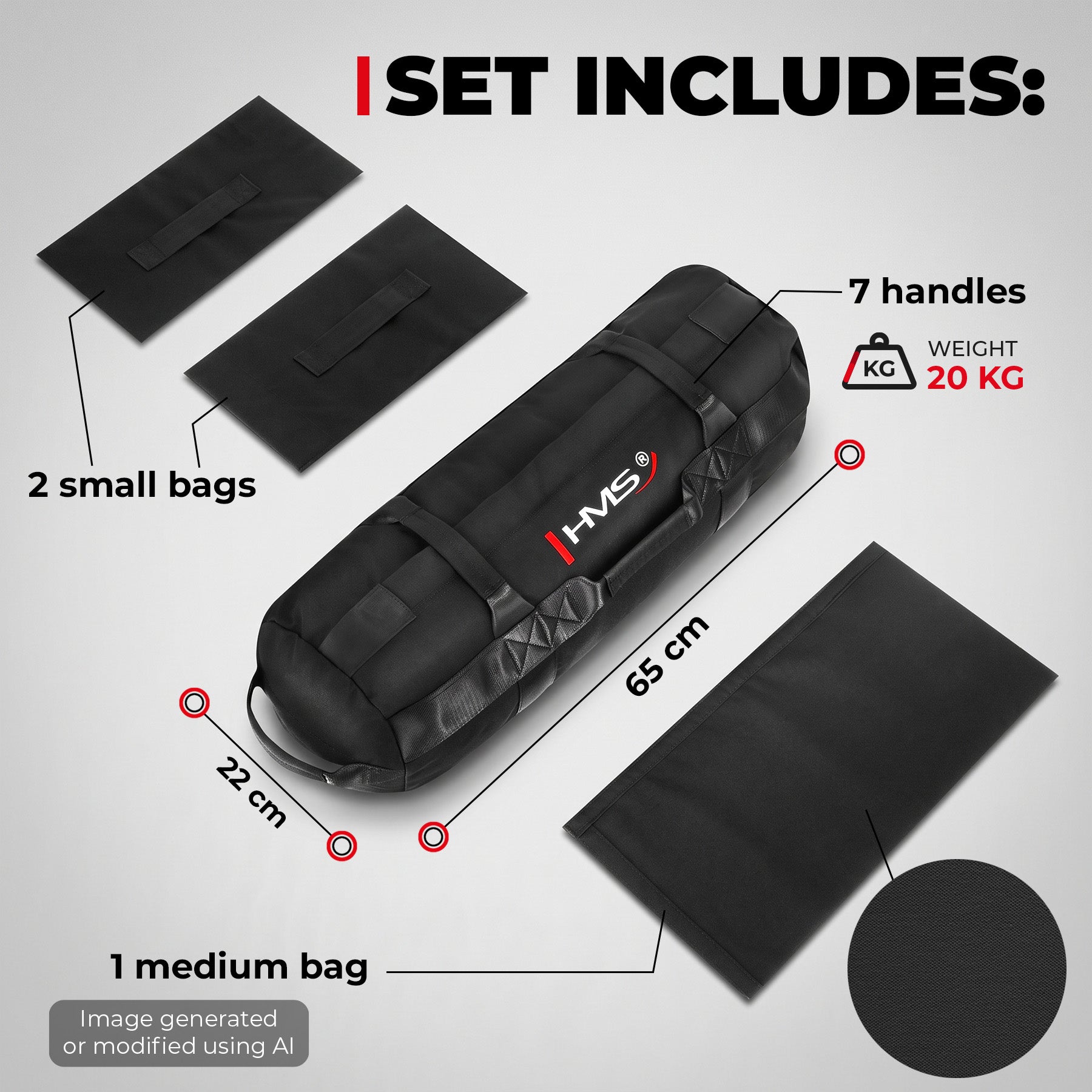 Worek treningowy Sandbag z uchwytami HMS WSW