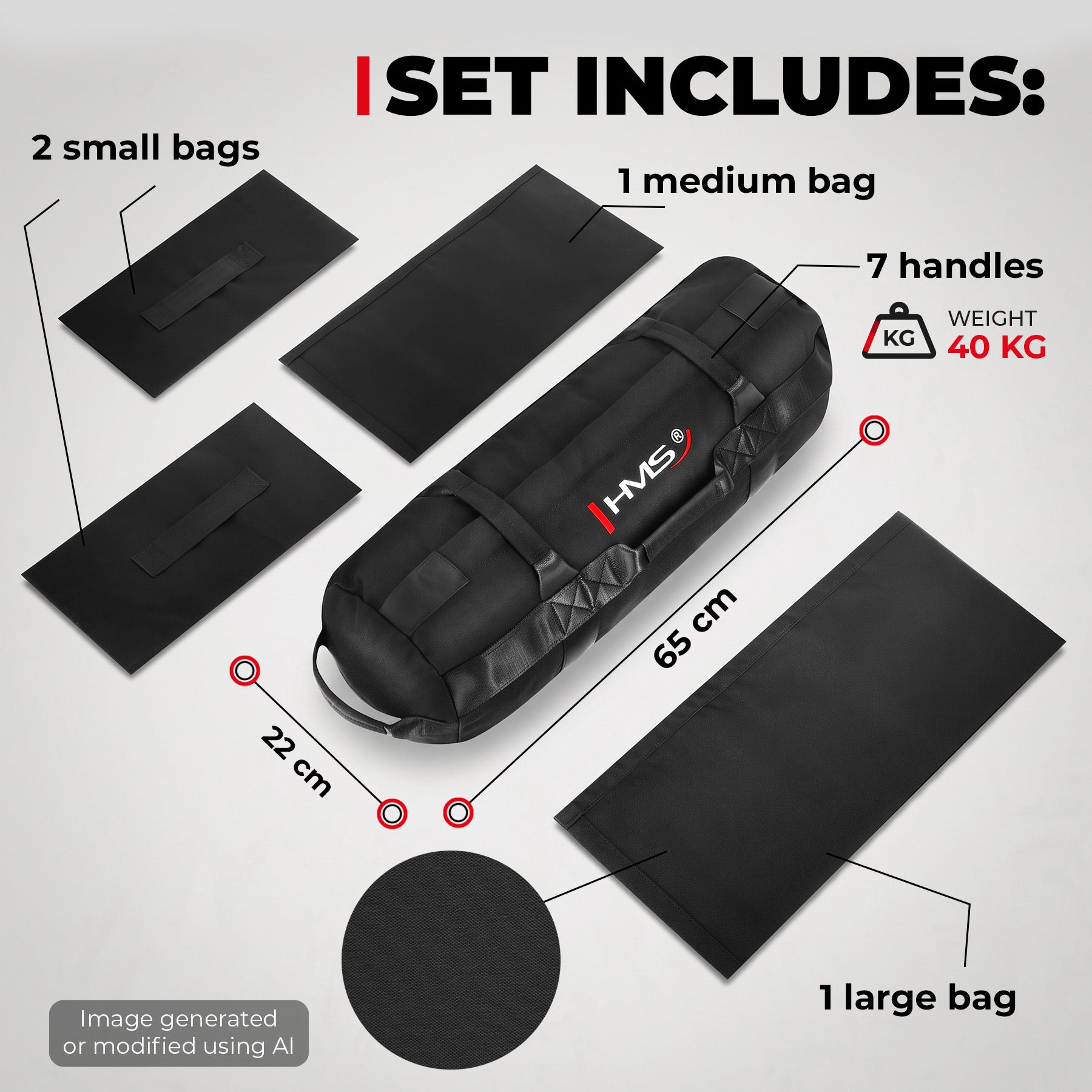 Worek treningowy Sandbag z uchwytami HMS WSW