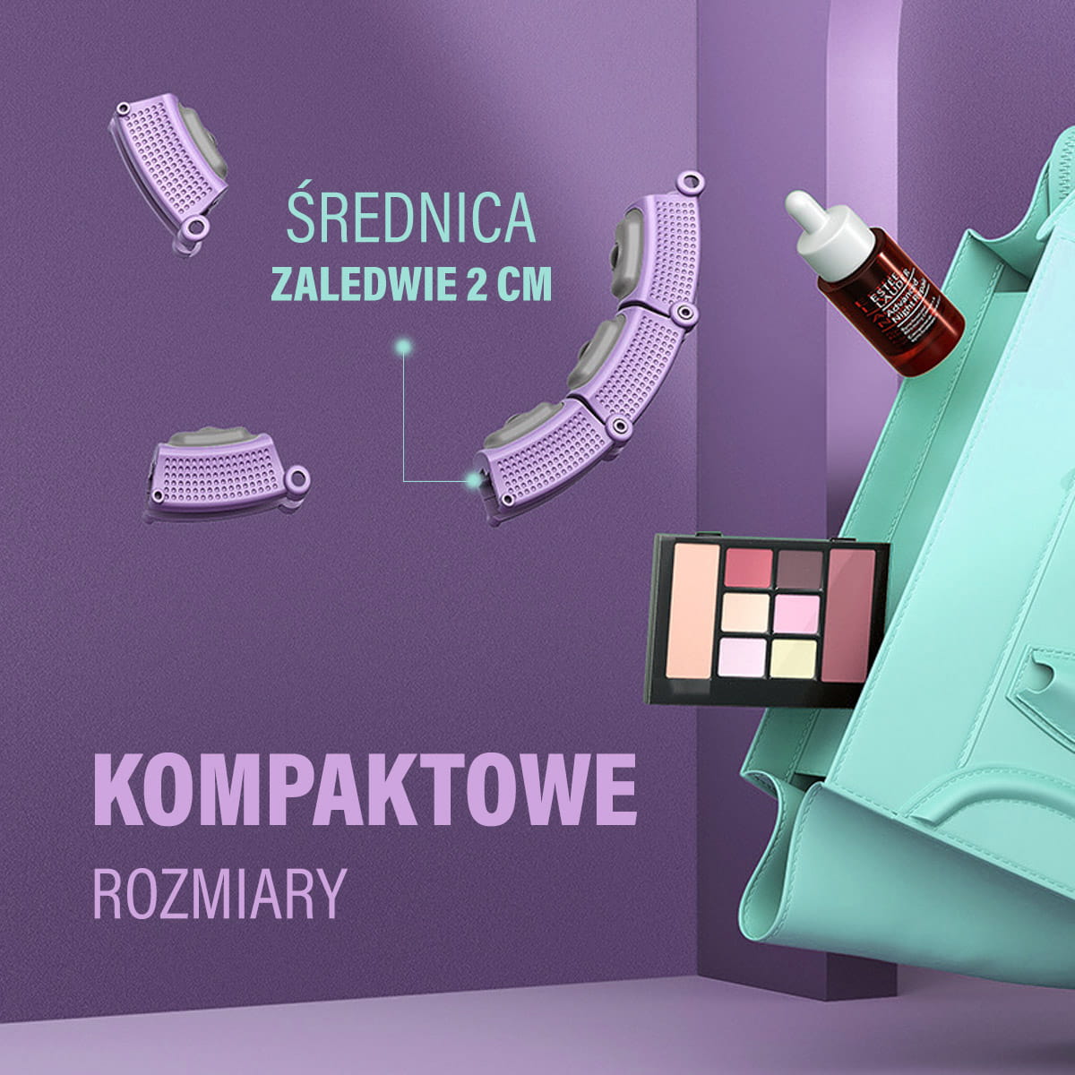 Hula hop magnetyczny fioletowy HMS HHM14 z wyświetlaczem LCD i obciążeniem
