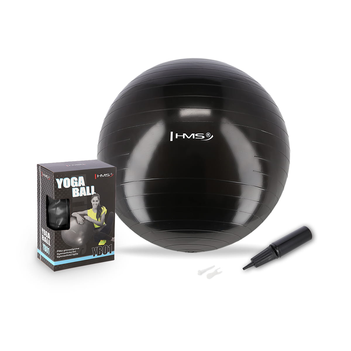 PIŁKA GIMNASTYCZNA YB01 NEW 75CM BLACK HMS