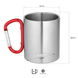 KUBEK KEMPINGOWY Z KARABIŃCZYKIEM 330 ML STAL NIERDZEWNA CZERWONY NILS CAMP NC17110