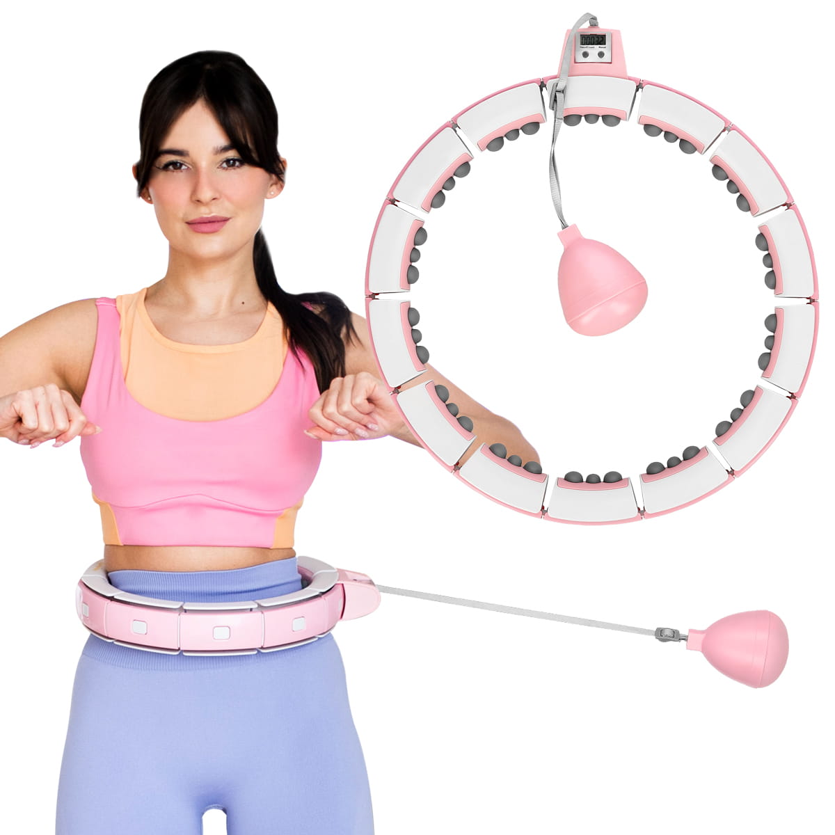 HULA HOP Z OBCIĄŻNIKIEM I LICZNIKIEM FH06 PINK