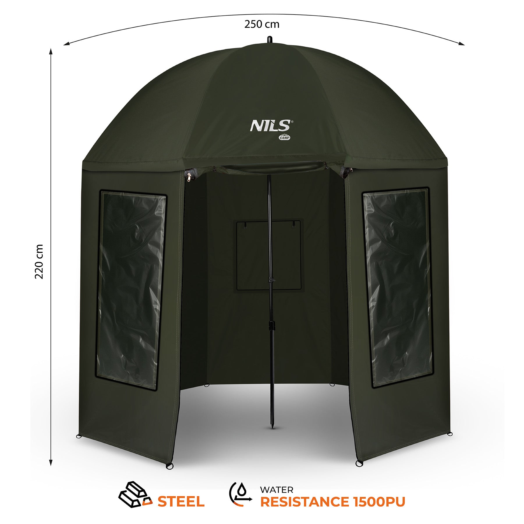 PARASOL WĘDKARSKI Z PEŁNĄ OSŁONĄ 2W1 250CM NILS CAMP NC4701