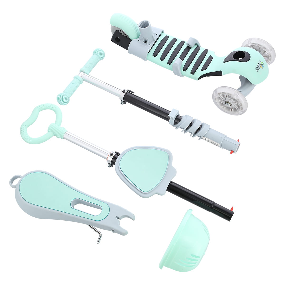 HULAJNOGA DZIECIĘCA HLB07 4w1 GRAY-MINT KÓŁKA LED  NILS FUN