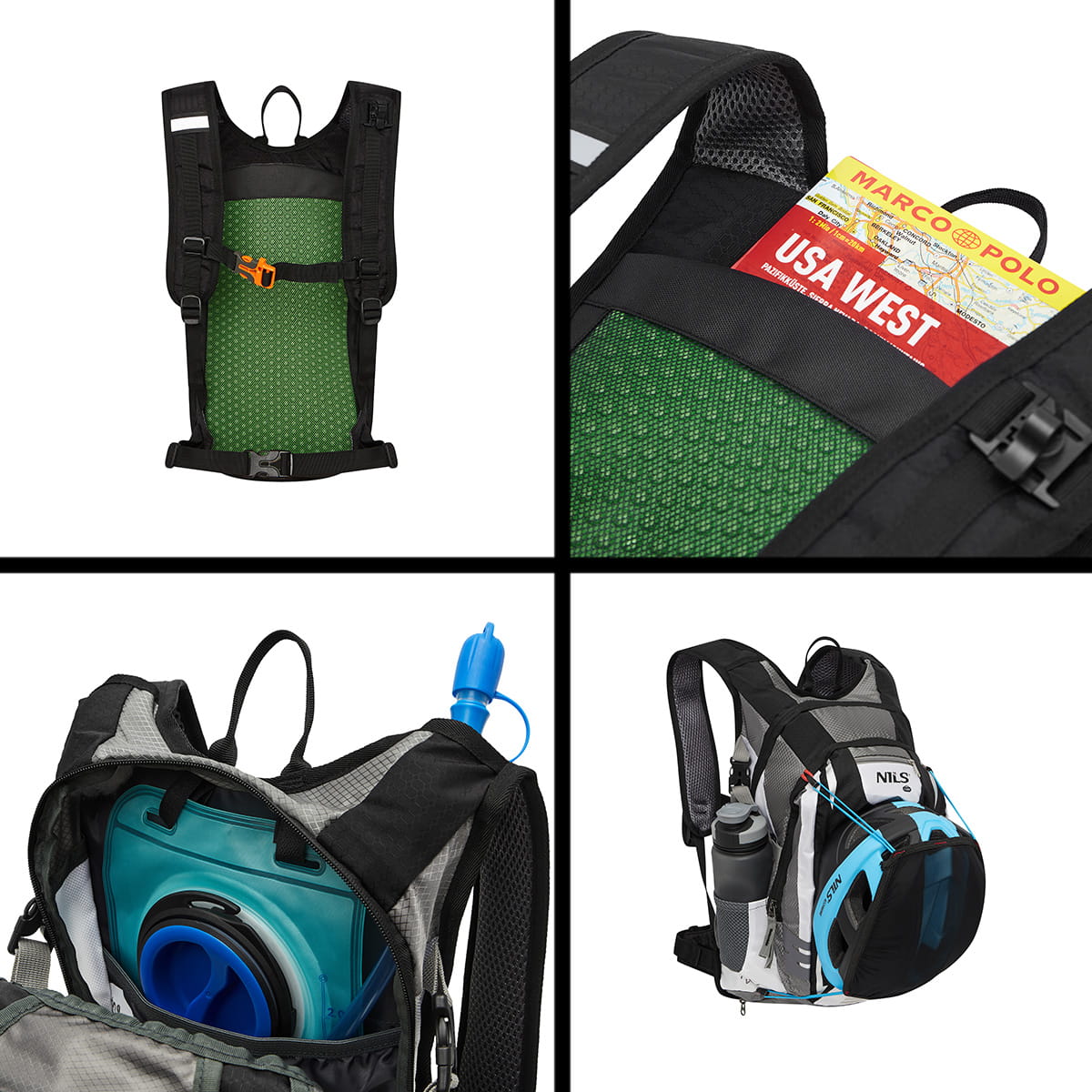 ZESTAW PLECAK CZARNY ADVENTURE 25L NC1766 + NCD07 BUTELKA SZARA TRITANOWA NILS CAMP