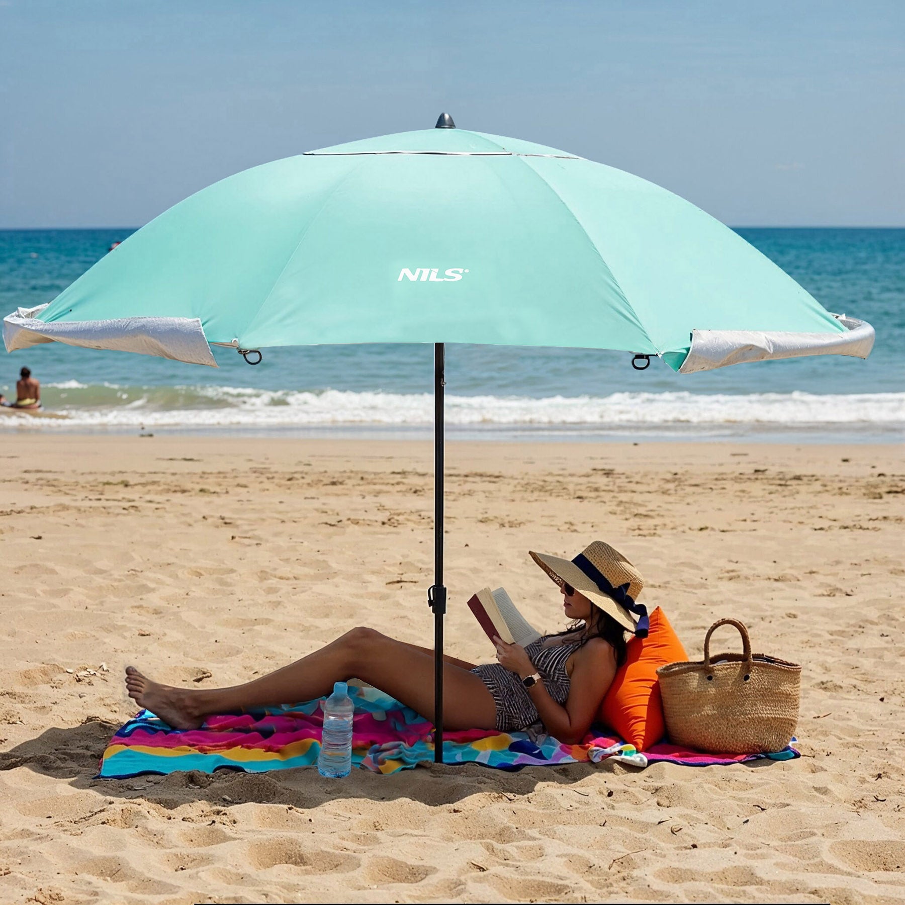 PARASOL/PARAWAN PLAŻOWY 2W1 XXL 240 CM ZIELONY NILS NC17114