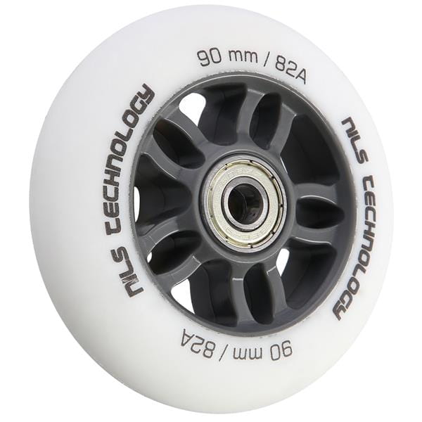 ZESTAW PU 90x24 82A BIAŁE MATOWE (4 szt.) + ABEC-9 CHROME (8 szt.) NILS EXTREME