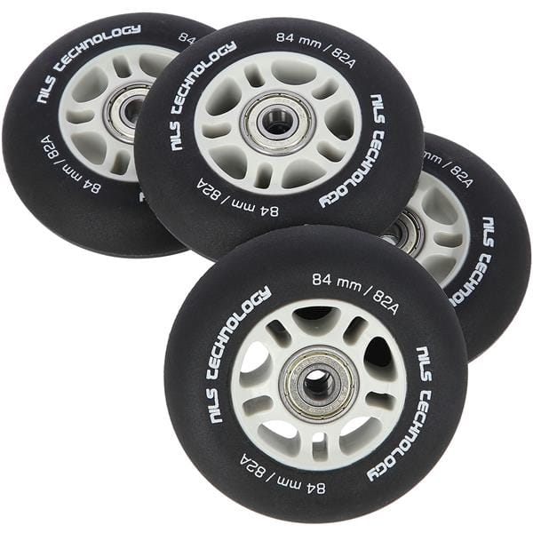 ZESTAW PU 84x24 82A CZARNE MATOWE (4 szt.) + ABEC-9 CHROME (8 szt.) NILS EXTREME