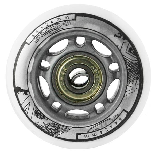 ZESTAW KÓŁEK PU 64x24 82A BIAŁE (4 szt.) + ABEC-7 (8 szt.)  NILS EXTREME