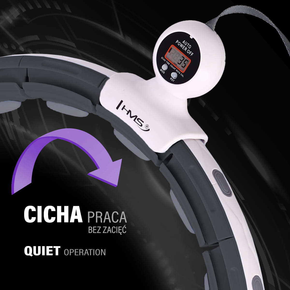 ZESTAW HULA HOP MAGNETYCZNY BLACK Z LICZNIKIEM HMS HHM15 + PAS WYSZCZUPLAJĄCY RED BR163