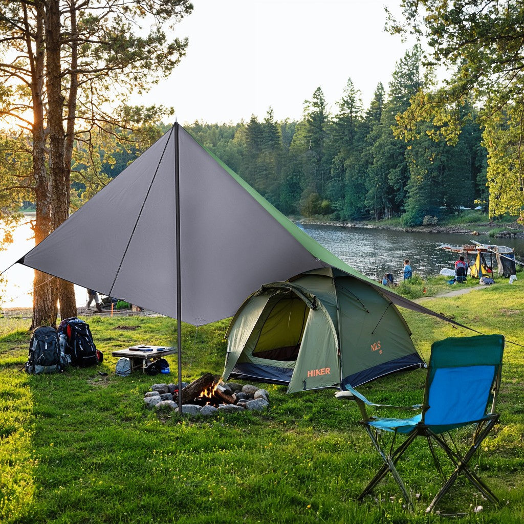TARP PŁACHTA BIWAKOWA KEMPINGOWA 300X300 CM ZIELONA NILS CAMP NC17107