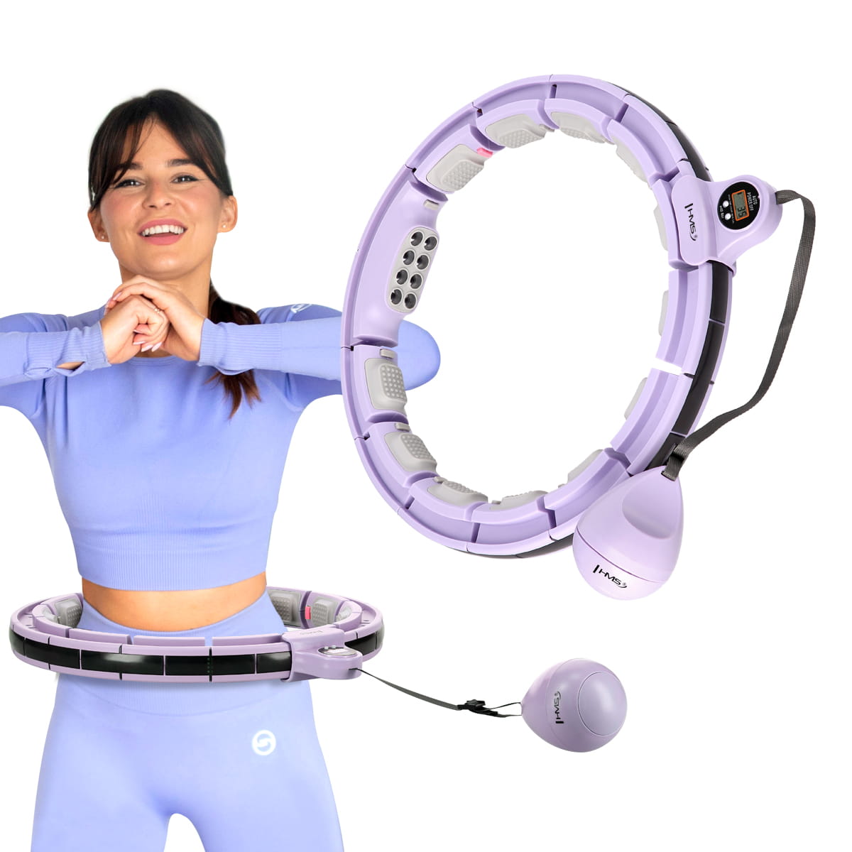 ZESTAW HULA HOP MAGNETYCZNY VIOLET HHM13 Z LICZNIKIEM HMS + PAS WYSZCZUPLAJĄCY BR163