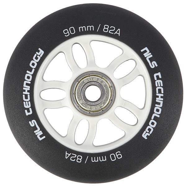 ZESTAW KÓŁEK PU 90x24 82A CZARNE MATOWE (4 szt.) + ABEC-9 CHROME (8 szt.) NILS EXTREME