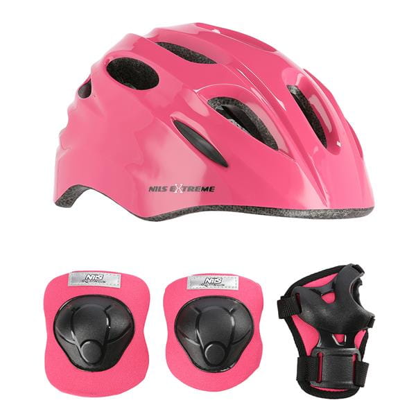ZESTAW KASK Z OCHRANIACZAMI MTW01+H210 RÓŻOWY NILS EXTREME