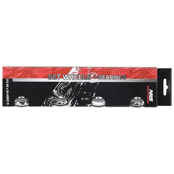 ZESTAW PU 80x24 82A CZARNE N (4 szt.) + ABEC-9 (8 szt.) NILS EXTREME