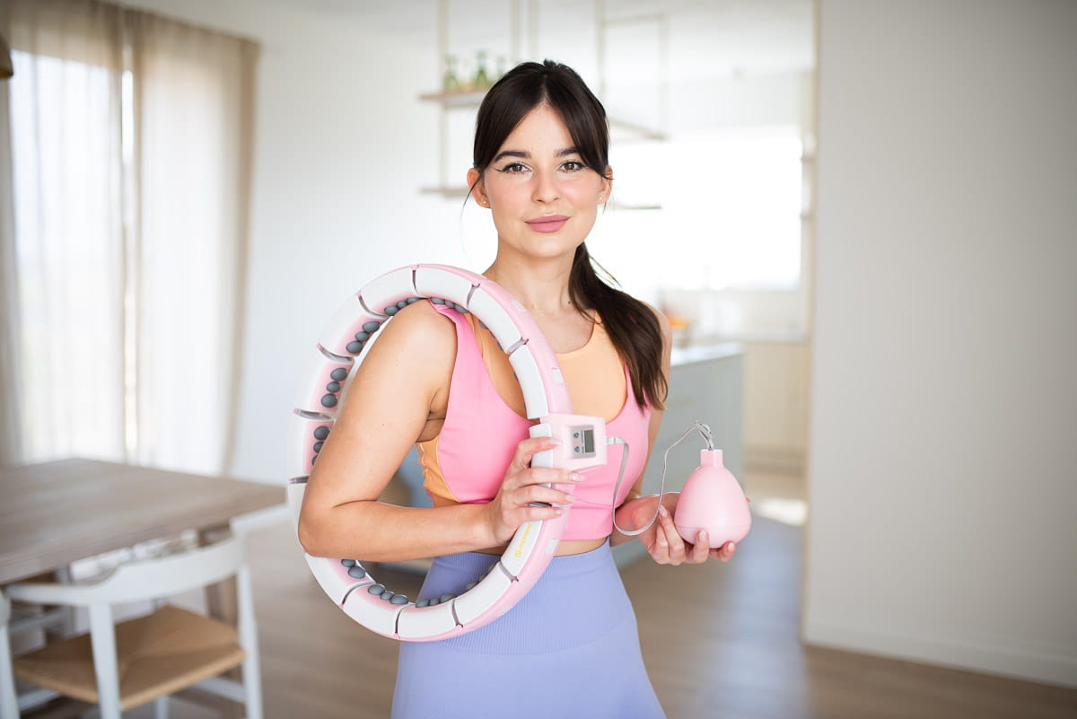 ZESTAW REGULOWANY HULA HOP FH06 PINK Z OBCIĄŻNIKEIM I LICZNIKIEM + PAS BR160