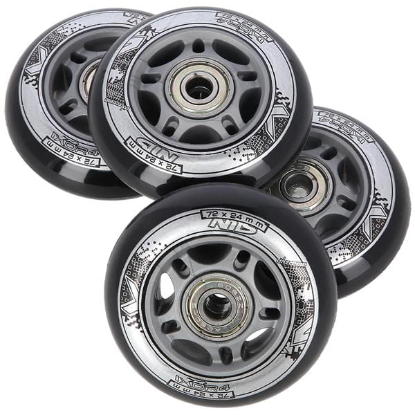 ZESTAW PU 72x24 82A CZARNE N (4 szt.) + ABEC-9 (8 szt.) NILS EXTREME