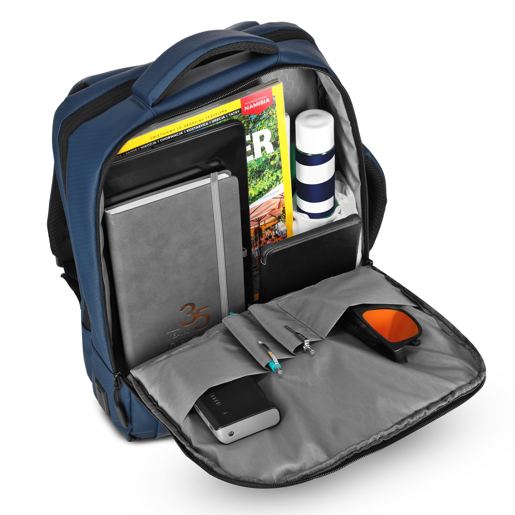 PLECAK DO SAMOLOTU NA LAPTOPA MIEJSKI Z PORTEM USB 15L GRANATOWY NILS NC4502