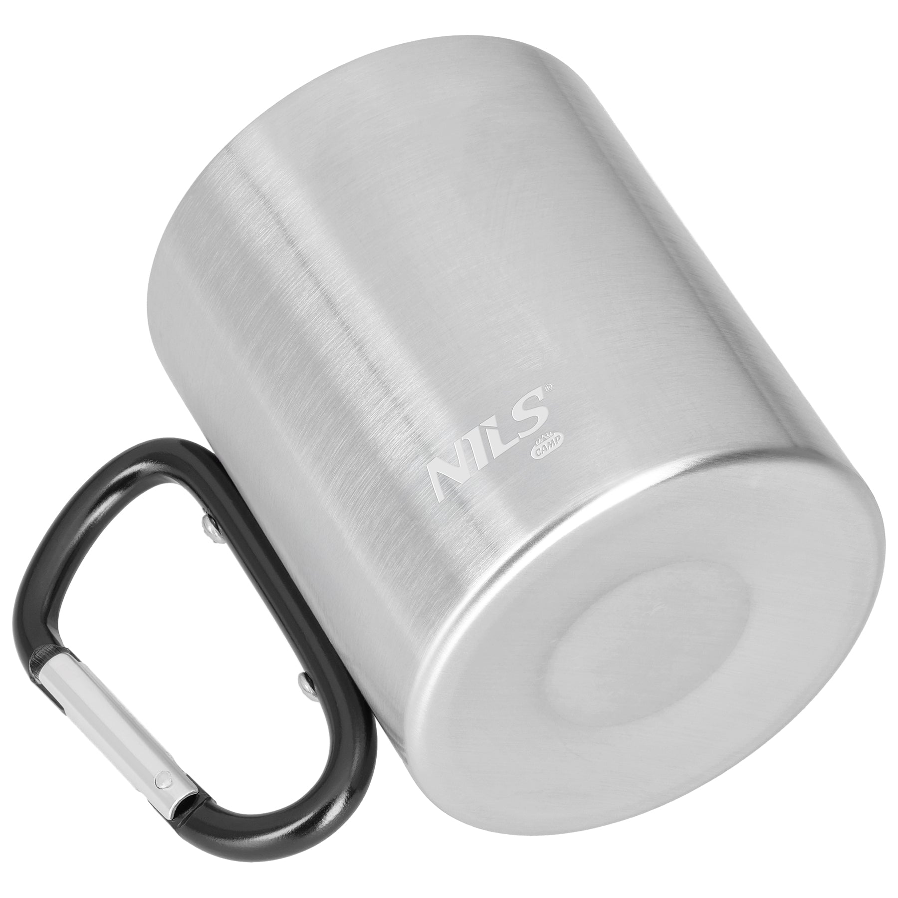 KUBEK KEMPINGOWY Z KARABIŃCZYKIEM 330 ML STAL NIERDZEWNA CZARNY NILS CAMP NC17110