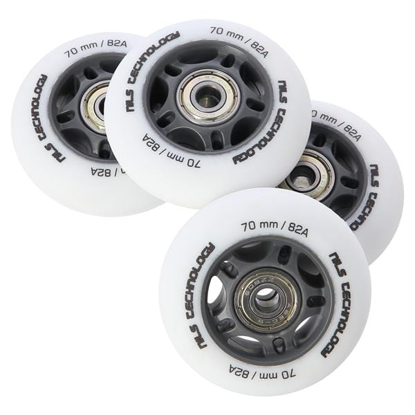 ZESTAW PU 70x24 82A BIAŁE MATOWE (4 szt.) + ABEC-9 (8 szt.) NILS EXTREME