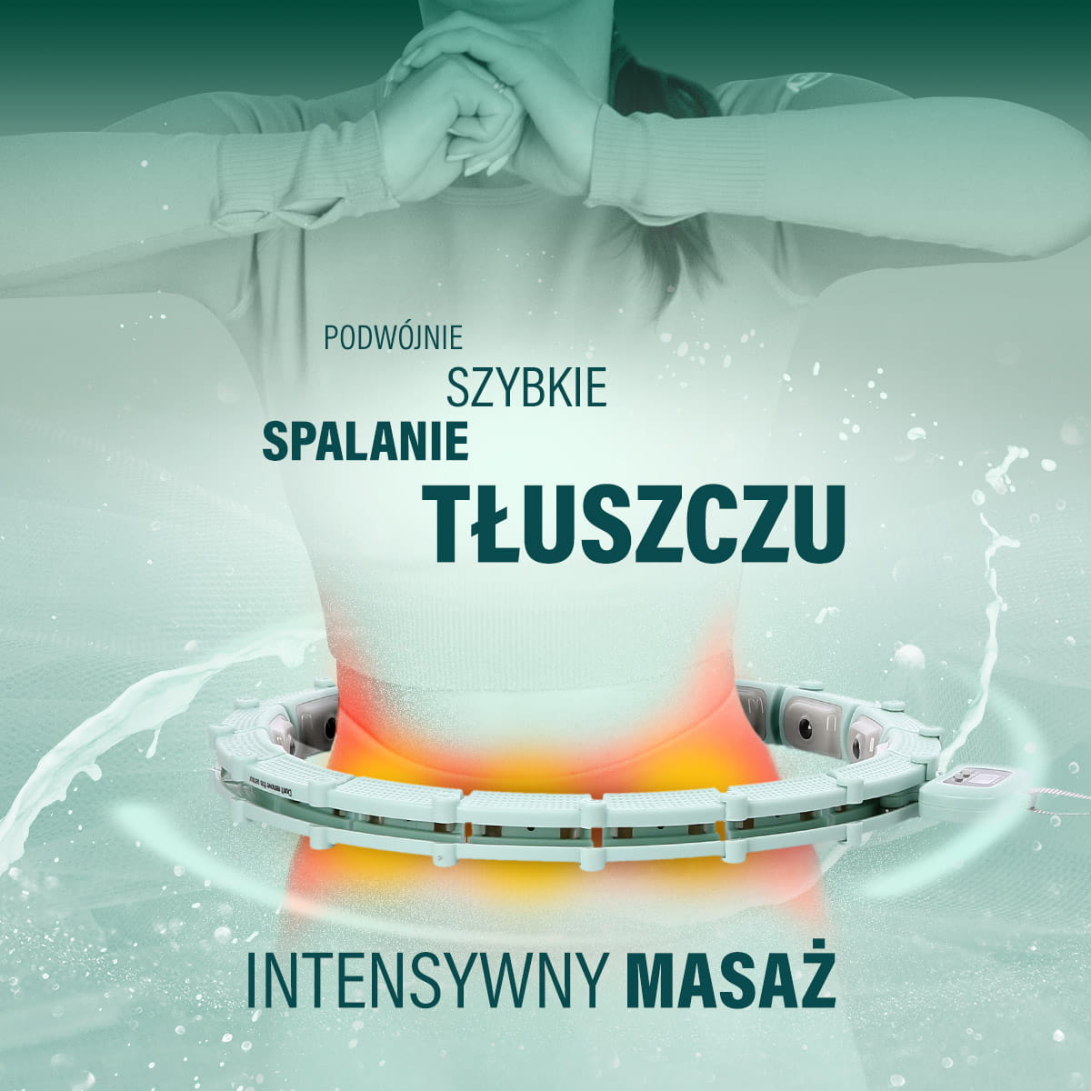 ZESTAW HULA HOP MAGNETYCZNY GREEN HHM14 Z LICZNIKIEM HMS + PAS WYSZCZUPLAJĄCY BR163 BLACK