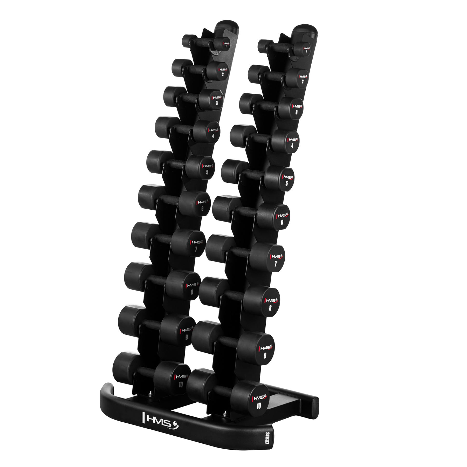 ZESTAW HANTLI POLIURETANOWYCH HPT 2 x 1 - 10 KG (110 KG) + STOJAK HMS STR37
